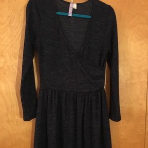 Soft Knit Mock Wrap Long Sleeve Dress